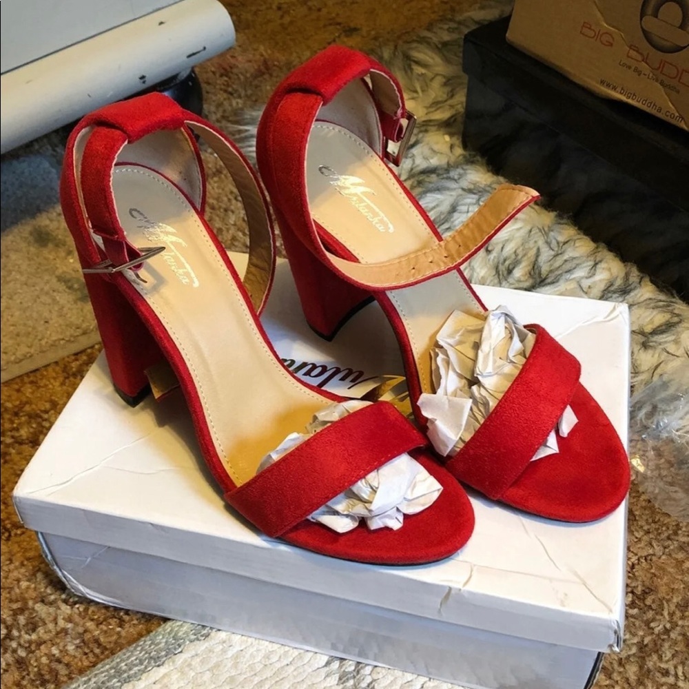 red open toe block heel size 6’5